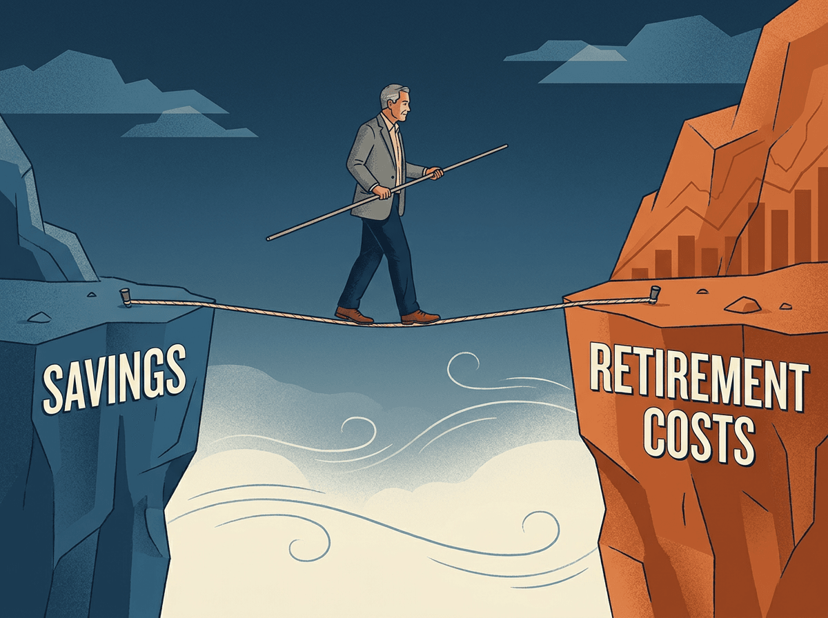 Illustration of the gap between retirement savings and retirement costs