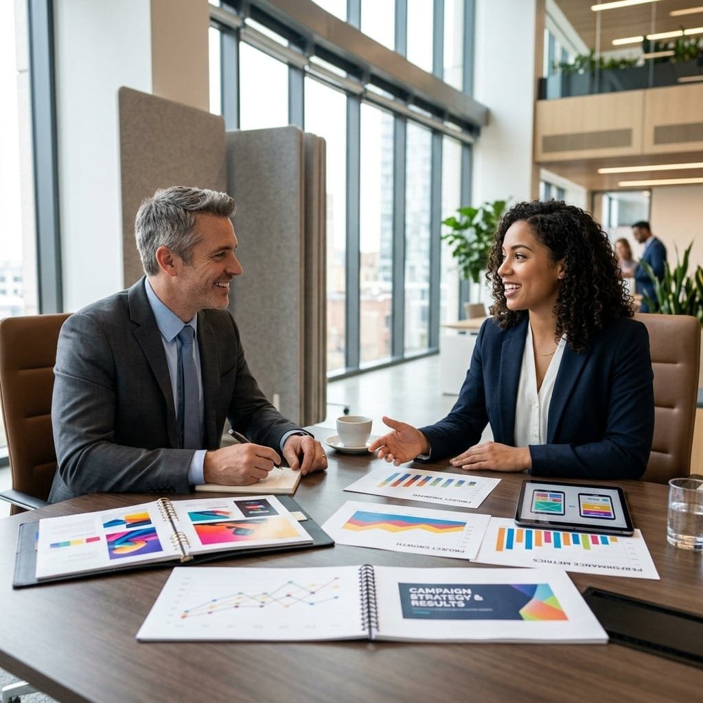 Candidate confidently presenting skills evidence during an interview