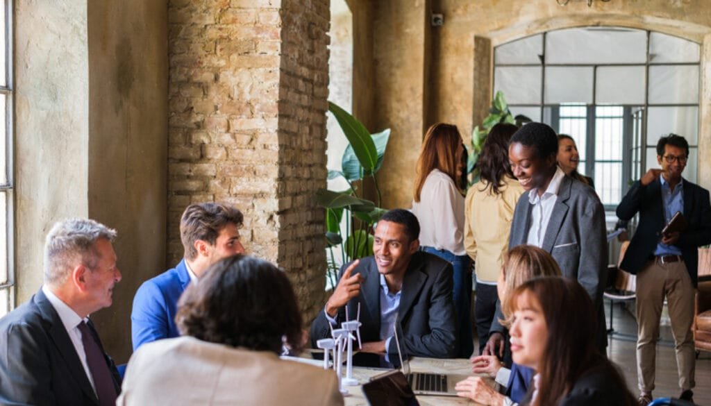 Business meeting of group diverse ethnics of workers