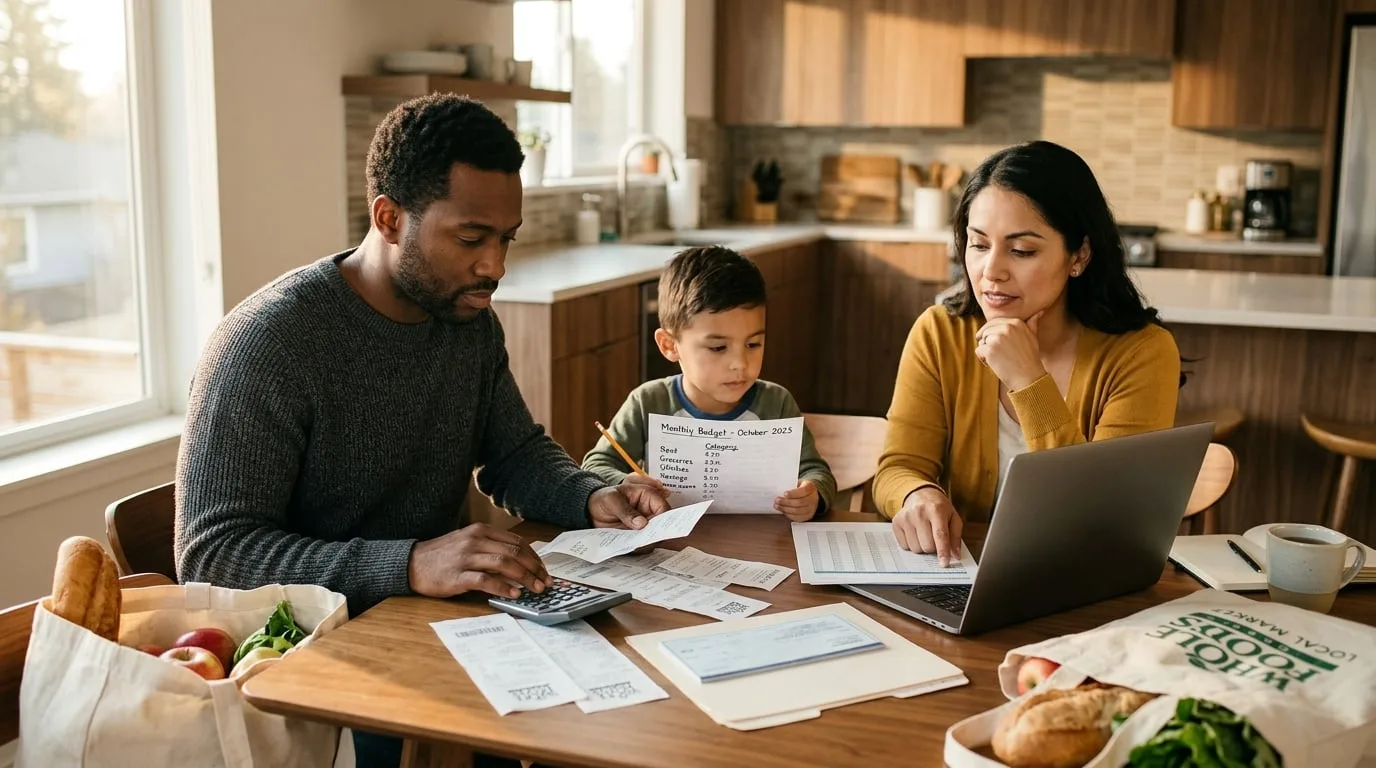 Household budget breakdown showing impact of inflation on groceries, gas, and housing