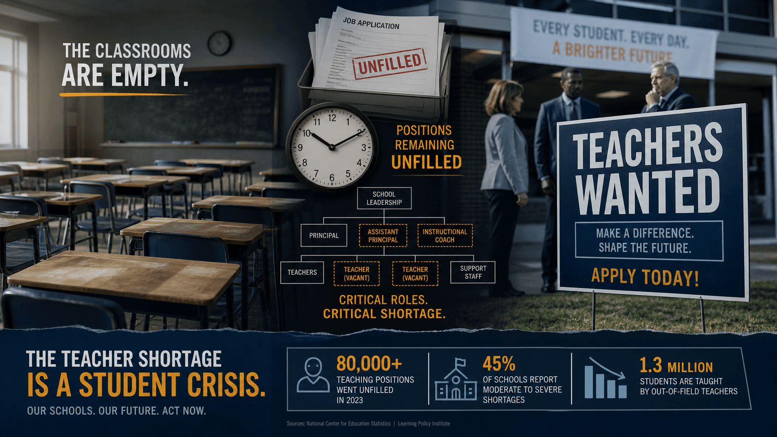 Teacher shortage statistics and classroom staffing challenges