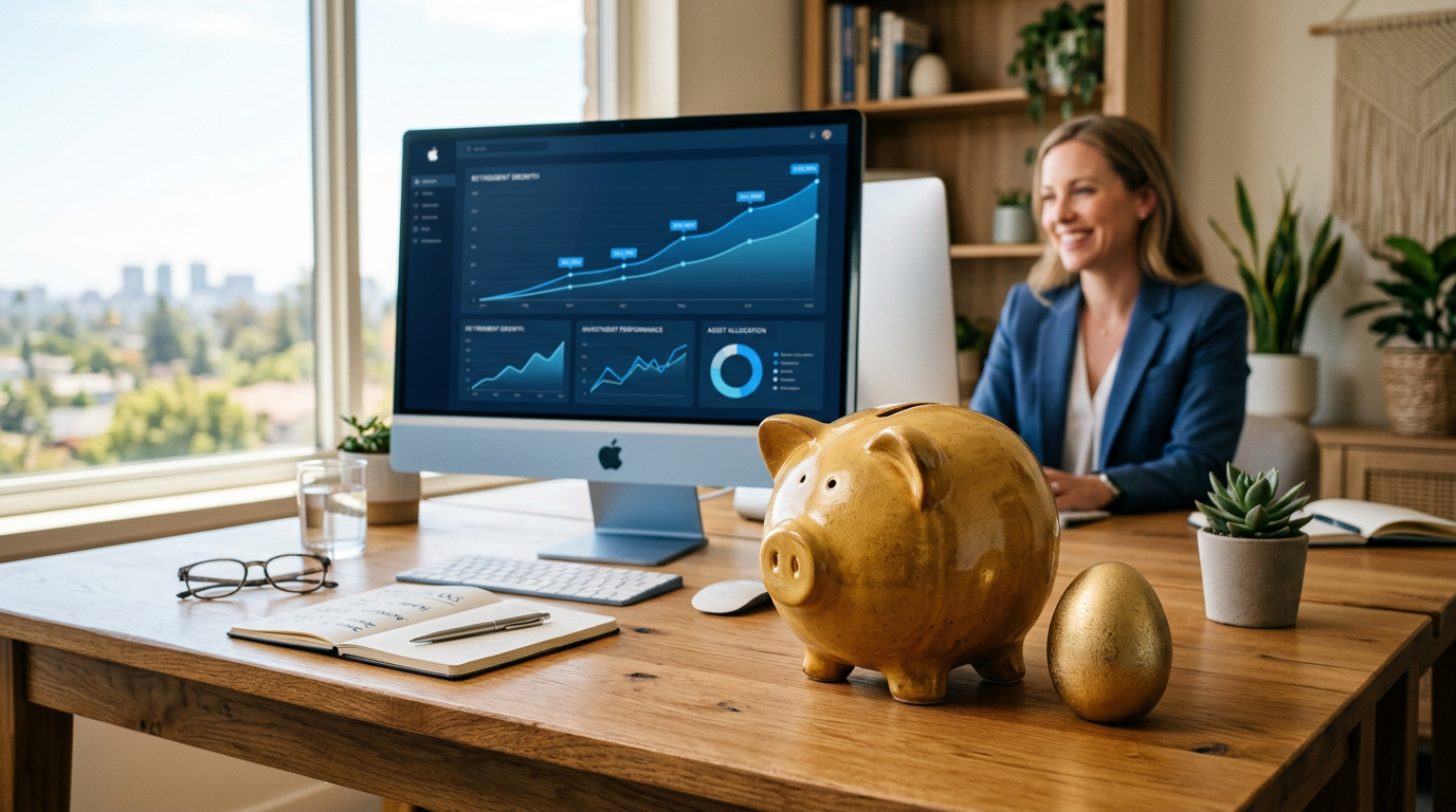 Retirement planning concept showing nest egg and financial growth