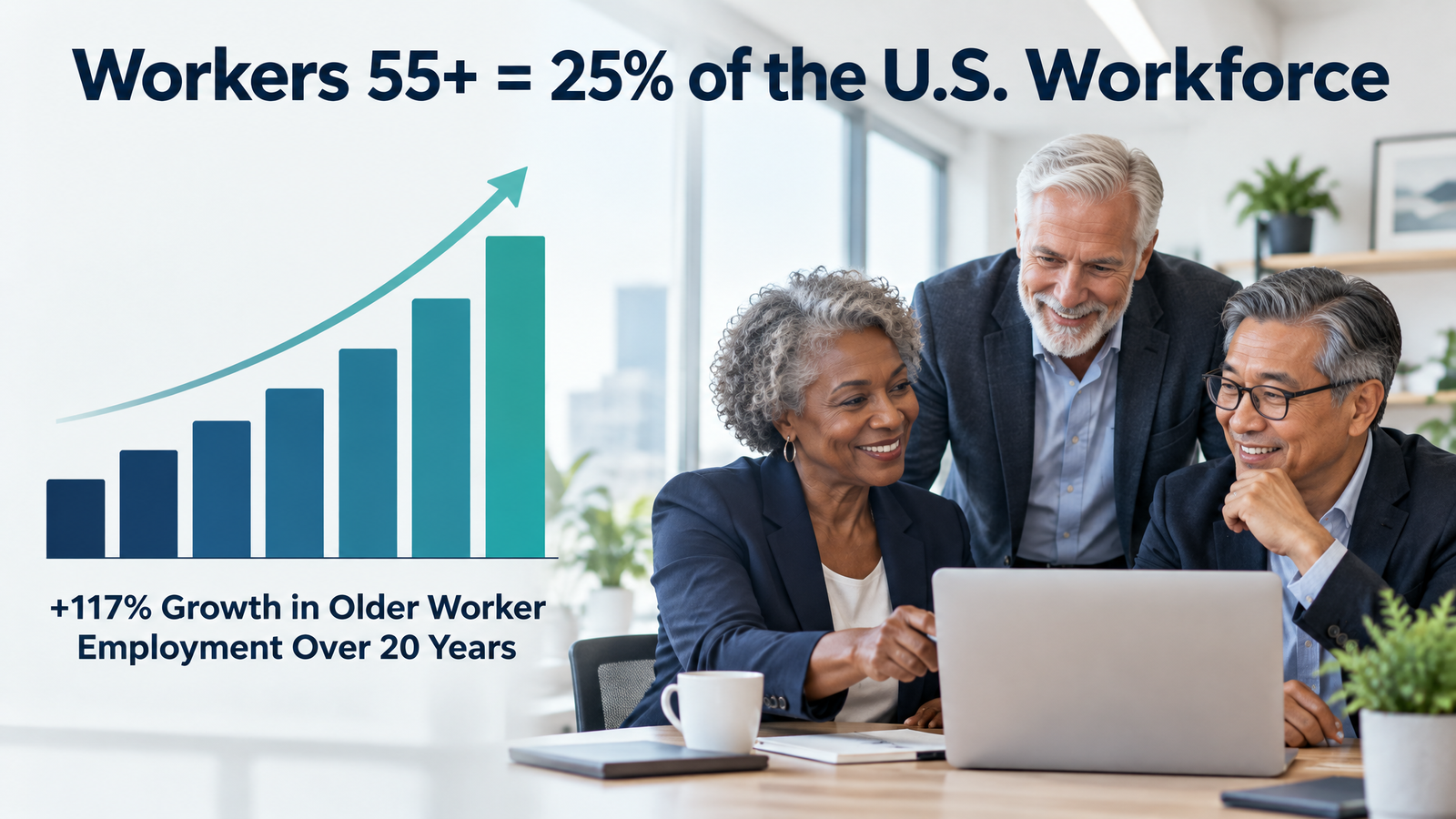 Chart showing the growing percentage of older workers in the U.S. labor force from 2000 to 2026
